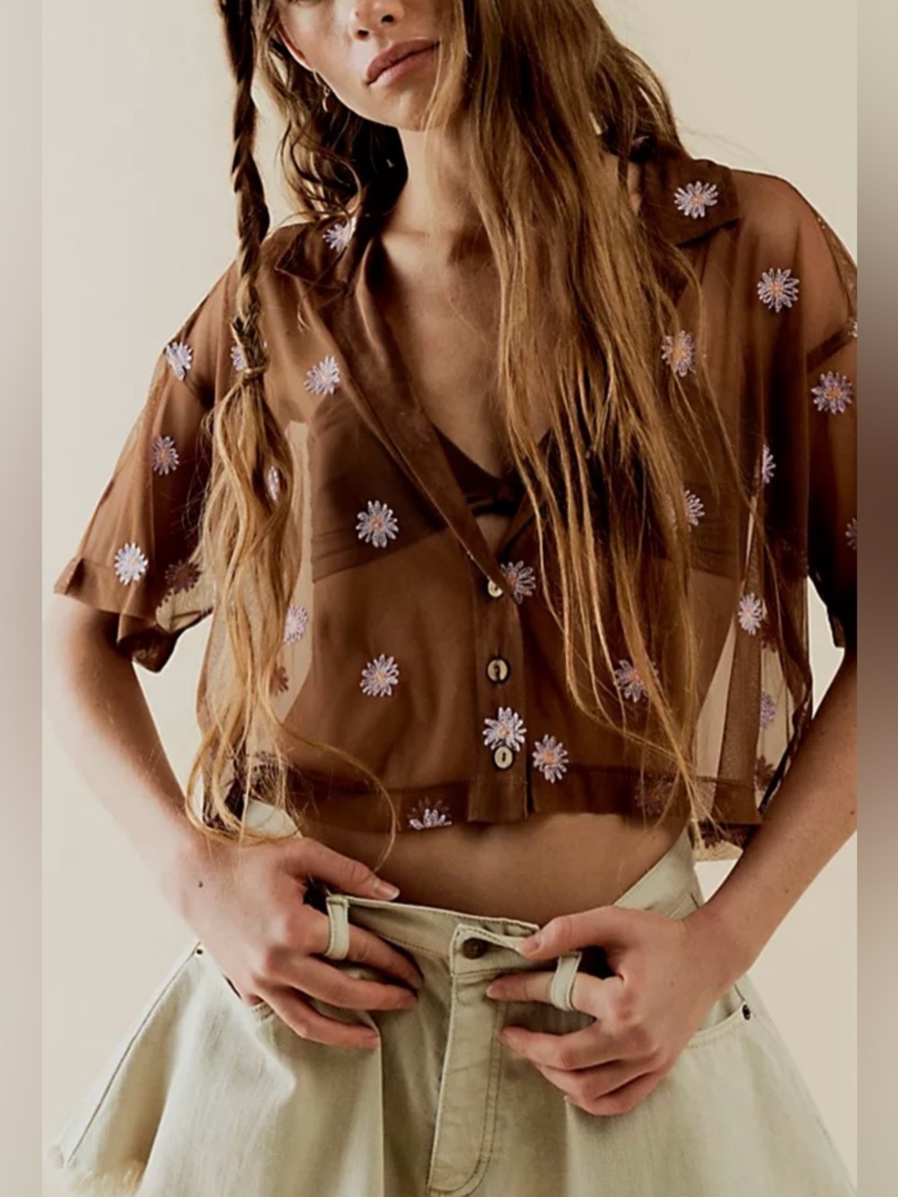 Free People Pick A Daisy Short Sleeve Top